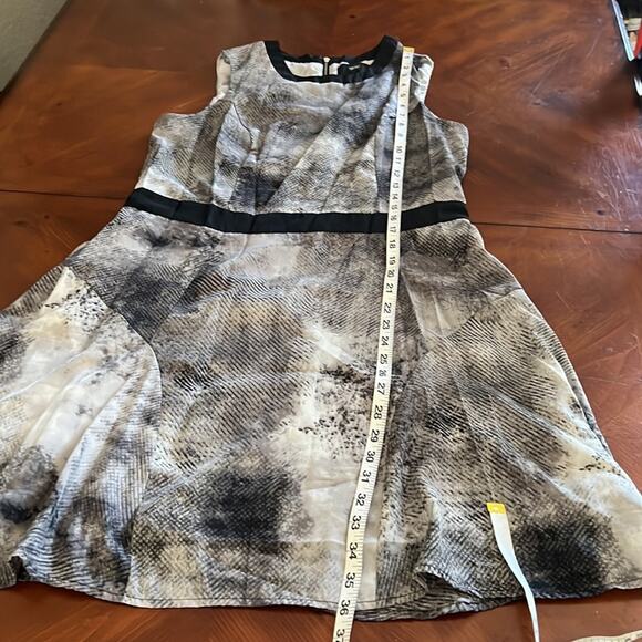 Mossimo Gray Snakeskin Print Dress Woman Size Large Black Waistband Lined - Picture 9 of 9